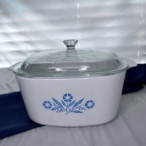 Vintage Corning Ware Blue Cornflower Casserole Dish A-3-B w/Pyrex Lid A-9-C
